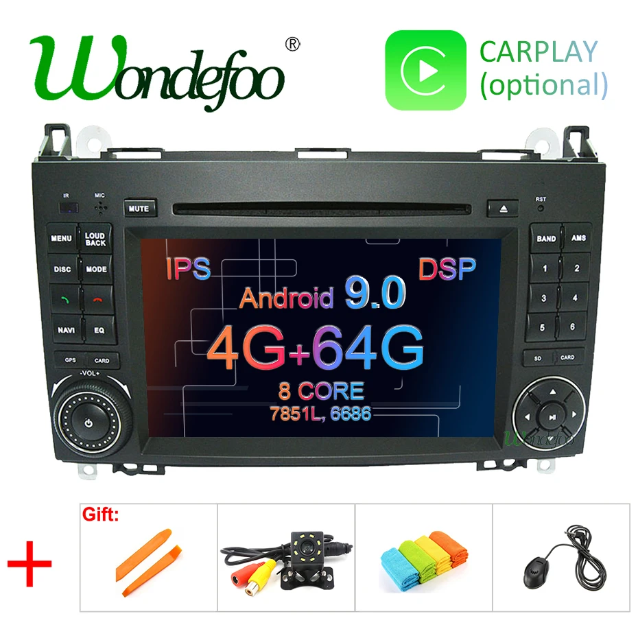 DSP ips Android 9,0 4G 64G rom 2 DIN DVD для Mercedes Benz Sprinter B200 W209 W169 W169 b-класс W245 B170 Vito W639 gps радио