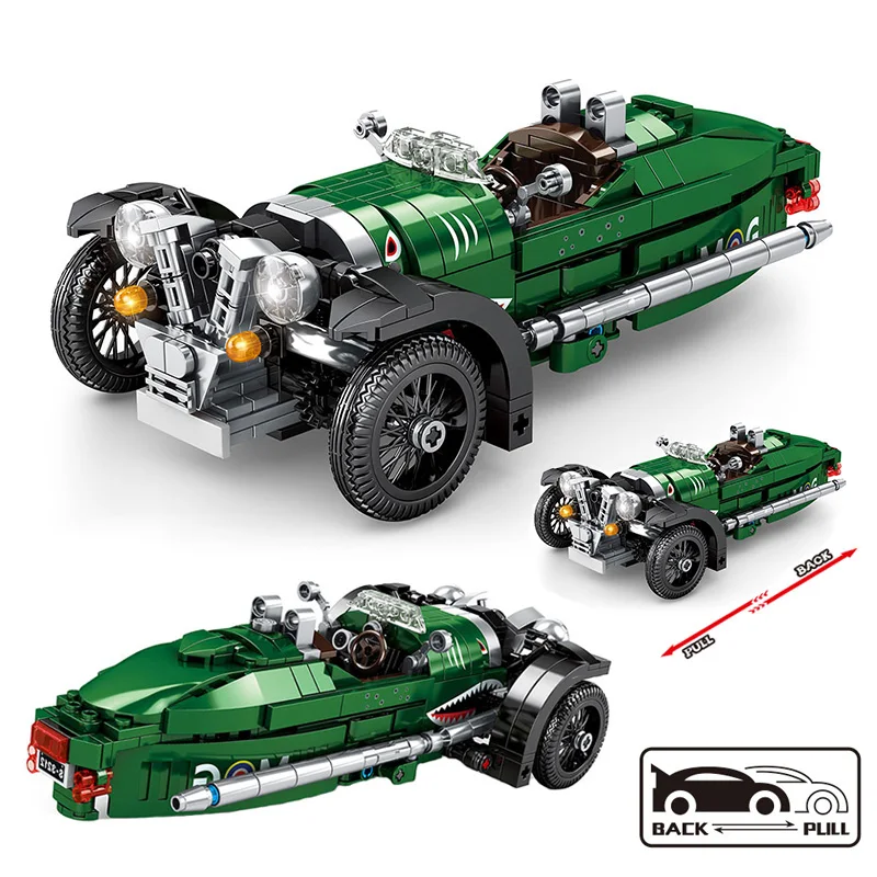 

Car Toys City Off-Road Vehicle Morgan Three Rounds Building Blocks Pull Back Creator Ideas Brick Children Birthday Gift