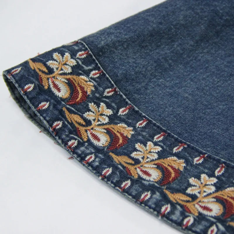 2020 летнее платье новое тонкое джинсовое Ципао средней длины с вышивкой в стиле
