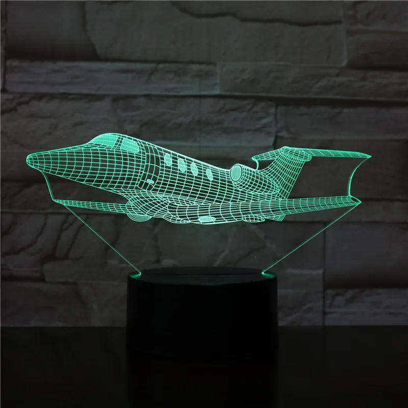 Летательный аппарат самолет 3D СВЕТОДИОДНЫЙ Ночник светильник 16 цветов меняющий