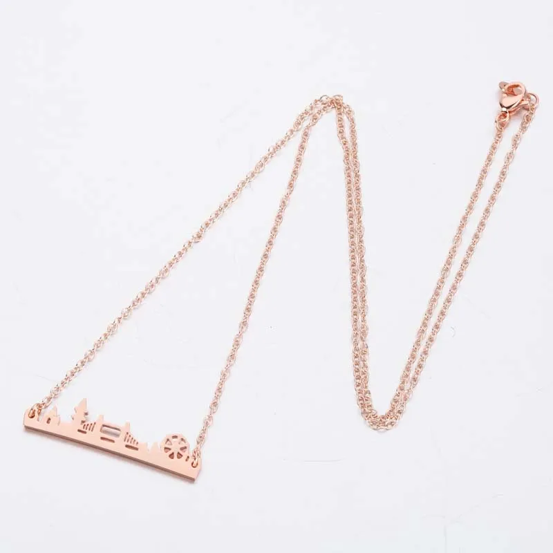 Ожерелье-чокер из нержавеющей стали с подвеской изображением лондонского моста |