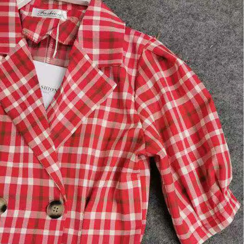 2019 новый французский женские ботильоны в ретро стиле клетчатый костюм для