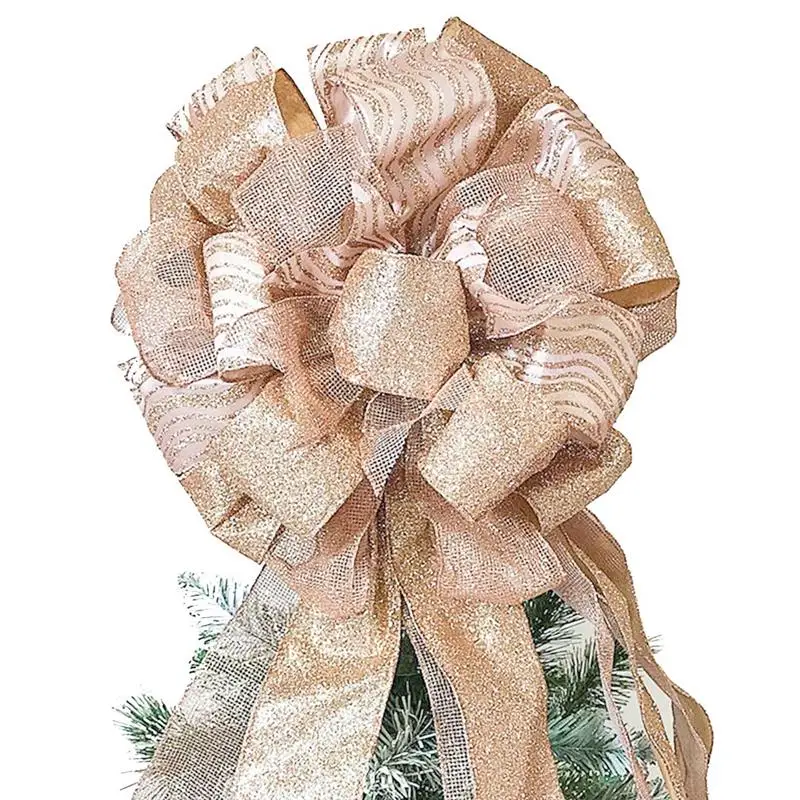 Макушка для новогодней елки большой двухголовый Рождественский бант