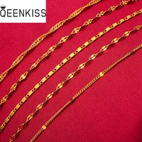 qeenkiss nc503 fine jewelry wholesale fashion hot woman girl birthday wedding gift wave lip flat 24kt gold chain necklace