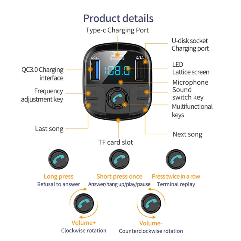 Автомобильный комплект JaJaBor с Bluetooth беспроводной fm передатчик громкой связи MP3