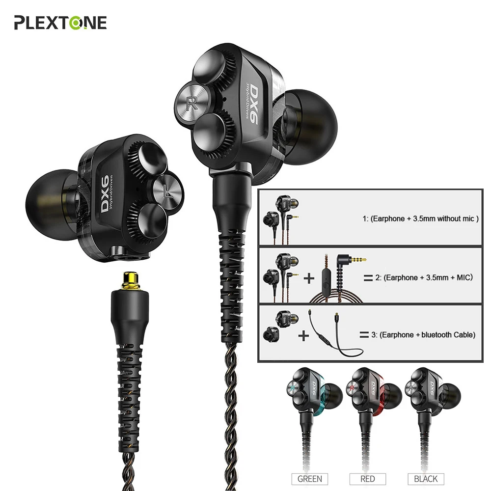 Plextone DX6 раздельные наушники Bluetooth три устройства проводная гарнитура вкладыши с