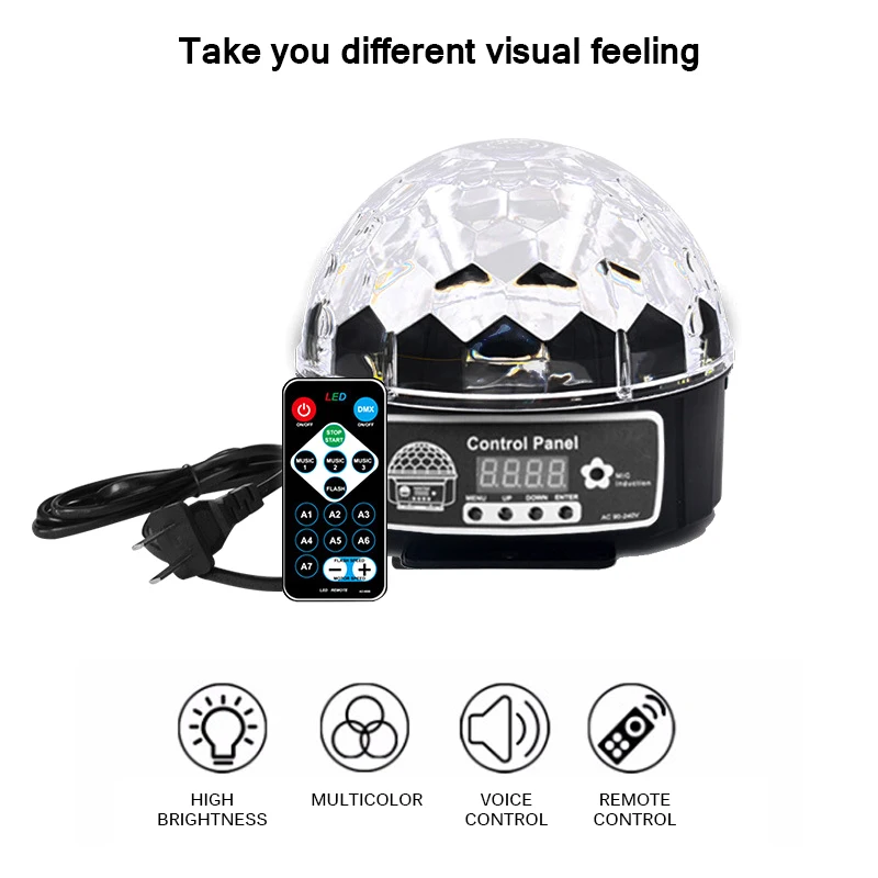 Цветной Вращающийся Диско Шар с дистанционным управлением и активацией звуком