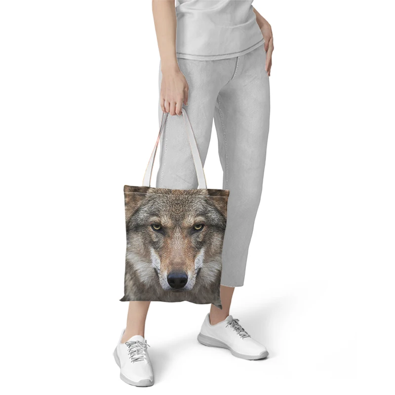 Объемная сумка-тоут с принтом волка женская сумка на плечо складная Повседневная