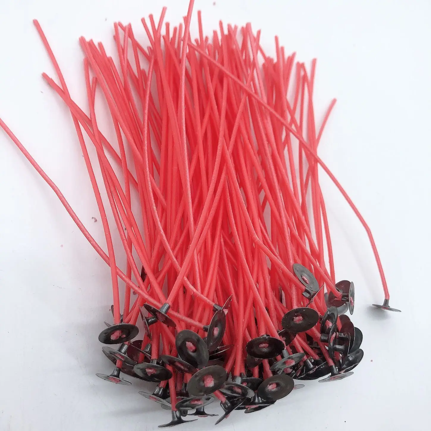 

100 Pieces of Red Candle Wicks Smokeless Red Candle Wicks Candle Oil Lamps DIY Candle Making Supplies Wax Wicks for Making Candl