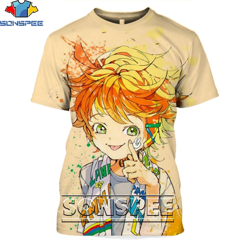 

SONSPEE Anime Chicas The Promised Neverland Shirt 3D Printing Men Women’s Summer Harajuku Man Oversize Tshirt Kid Tshirts Top