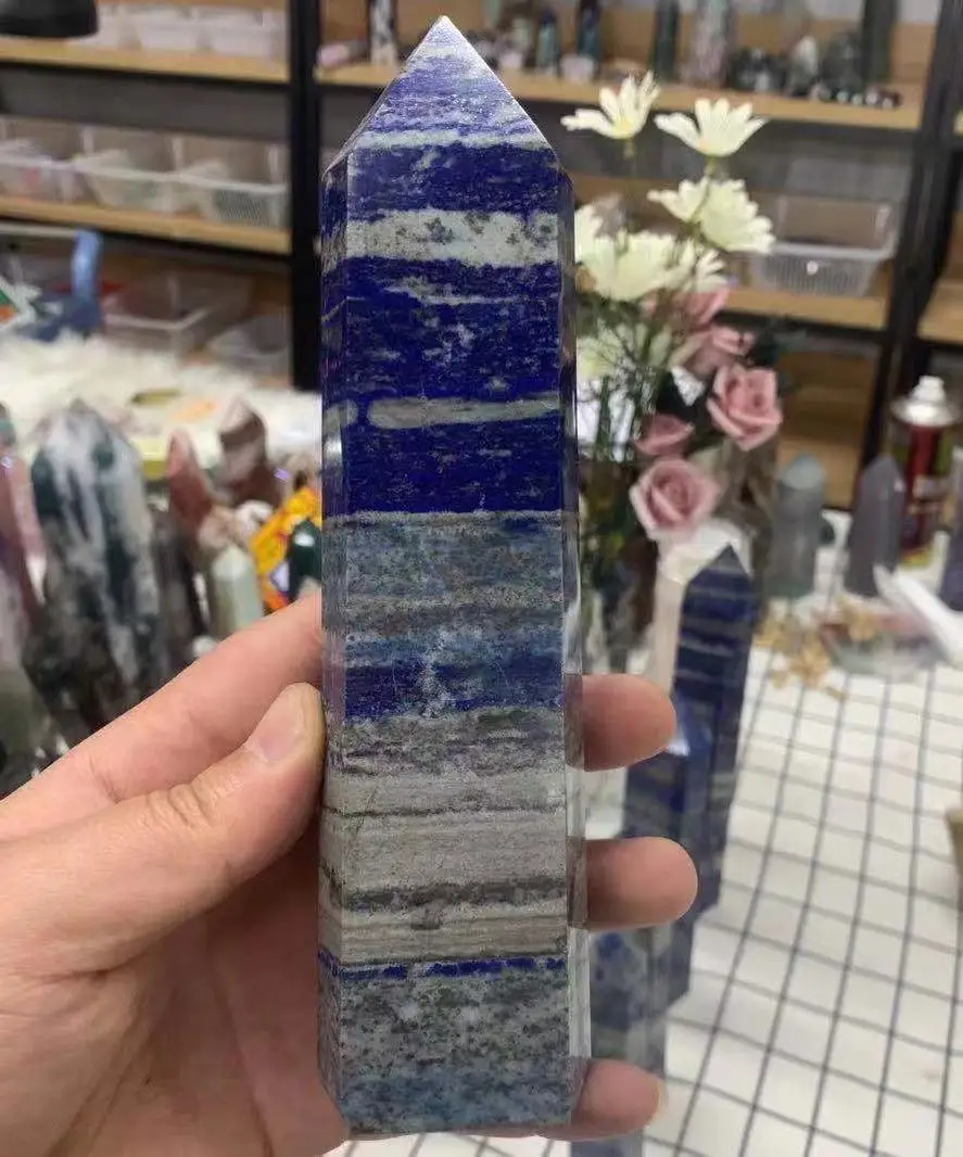 Натуральный камень из лазурита кварца кристалла точечная лечебная палочка