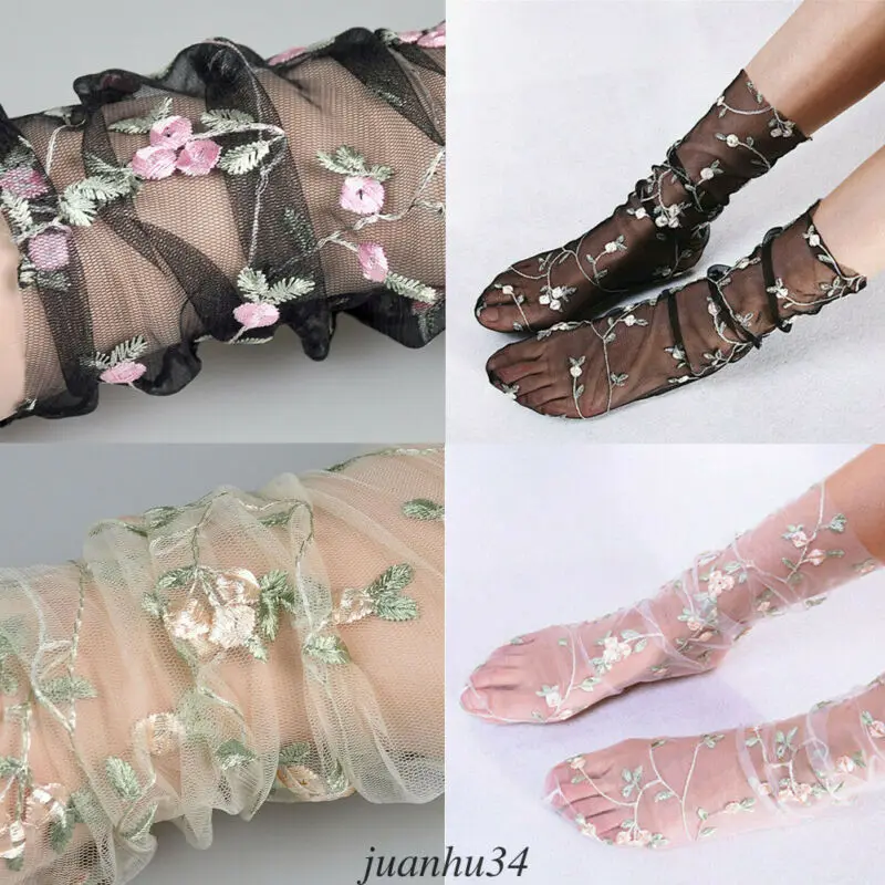 Летние сексуальные кружевные прозрачные носки в стиле ретро из прозрачного