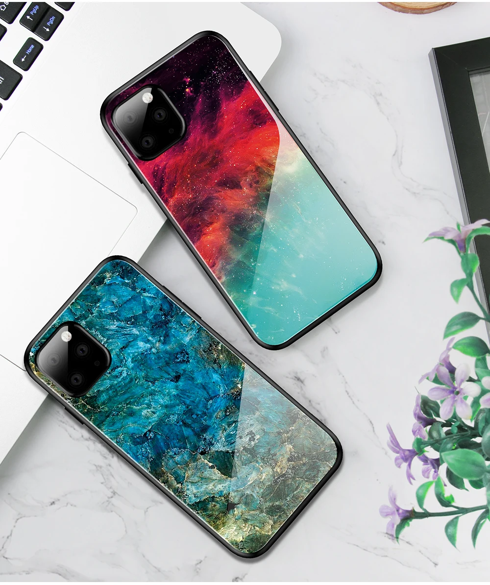 Eqvvol чехол из закаленного стекла с градиентом для iPhone 11 Pro MAX X XS XR, чехол с изображением звездного неба для iPhone 7, 8 Plus, 6, 6 S, цветные Чехлы, чехол