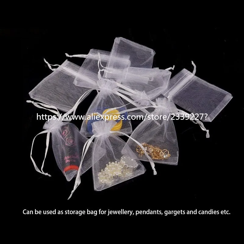 50 шт. белая органза сумки на шнурке подарочные конфеты ювелирные изделия