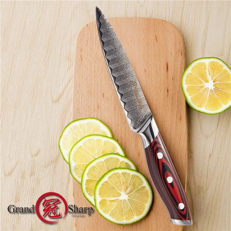 Нож для кухни GRANDSHARP Damascus 5 дюймовый утилита VG10 японская сталь Шеф-повар 67 слоев