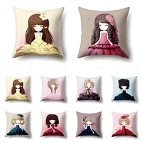 cushion cover 4545 cartoon girls printed cushions pillow cases polyester pillowcase home decor pillow covers kd 0144