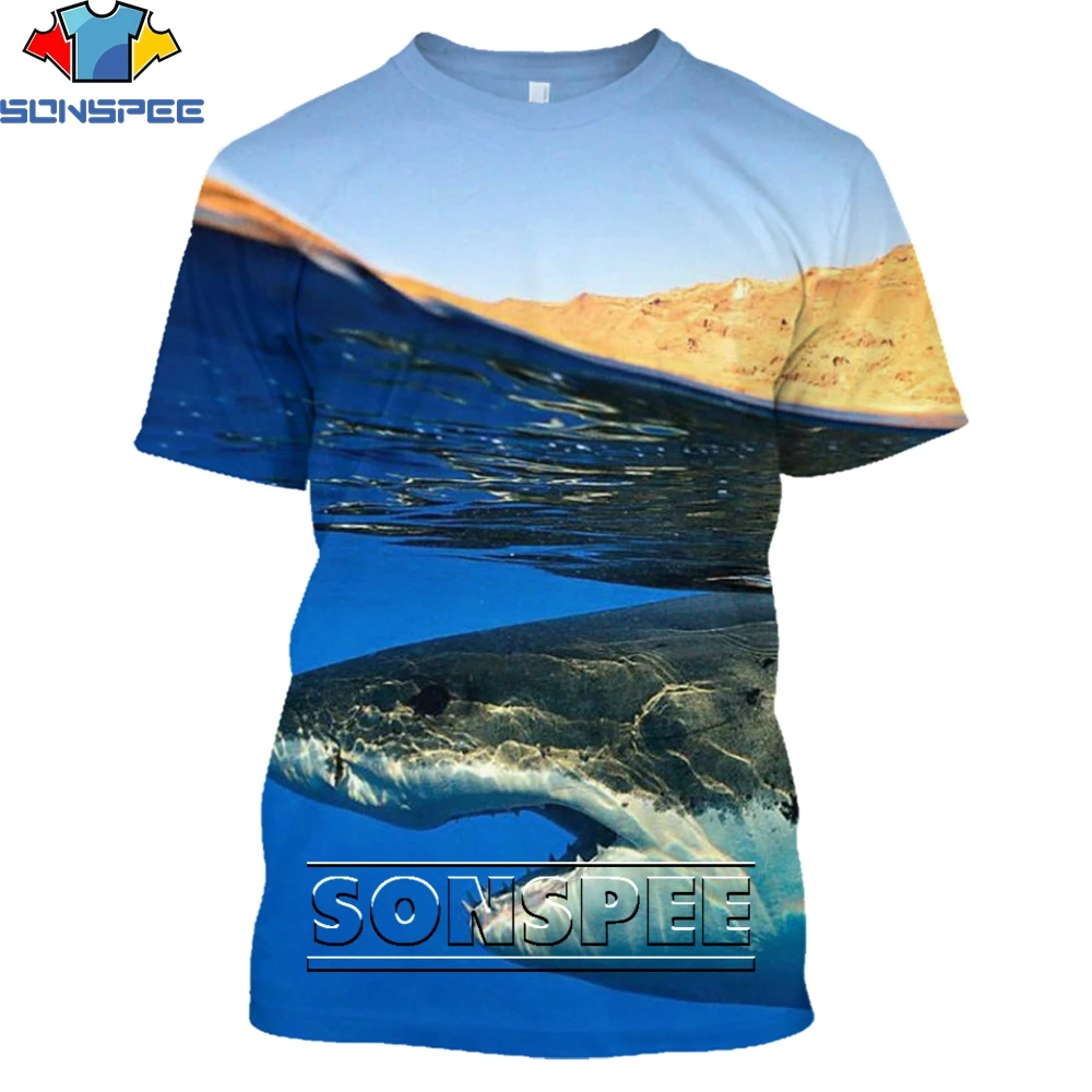 

SONSPEE 3D Shark Casual Men Unisex TShirt Harajuku Short sleeve Streetwear Clothing Tops