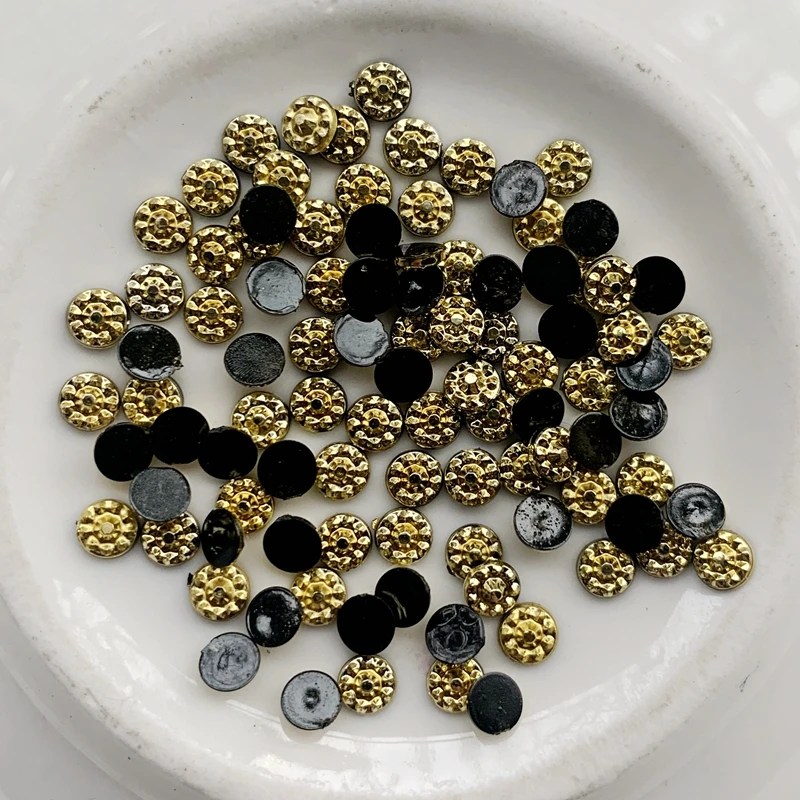 1000 шт. стразы с золотыми кристаллами без горячей фиксации плоским основанием для