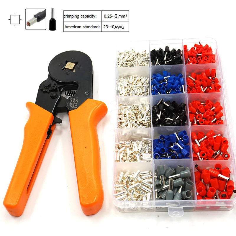 1530PCS Wire Terminal Crimp Connector plier set Insulated terminator Uninsulated End Ferrules | Обустройство дома