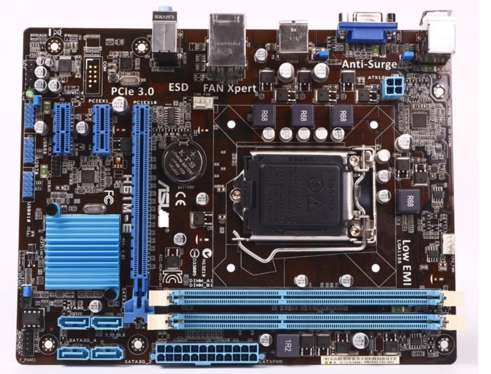 

H61M-E материнская плата DDR3 LGA 1155 USB2.0 для ЦП I3 I5 I7 16 Гб H61, б/у, Настольная материнская плата