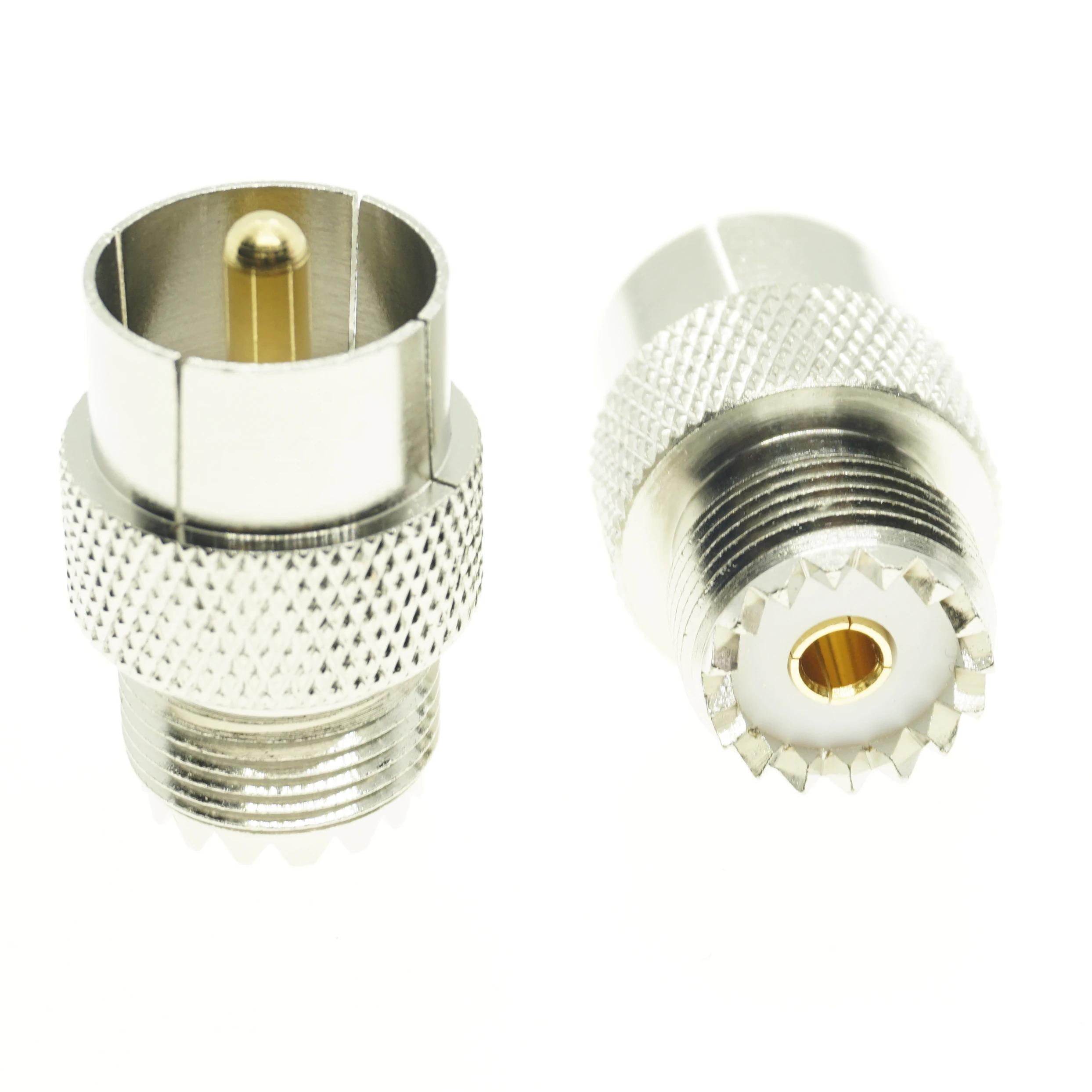 UHF Male к Female Push-On Quick Direct PL259 SO239 Plug никелированные латунные прямые RF коаксиальные