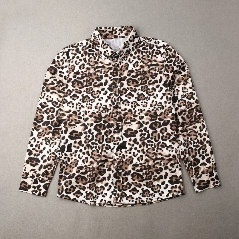 

Men Clothing 2021 European American Autumn Print Lapel Men's Shirt Top Long Sleeve Camisas Para Hombre