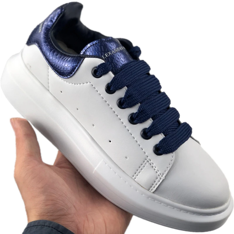 

From Britain Luxury Genuine Leather Running Shoes Designer Low-Top Mcqueens Wedges White Sneaker