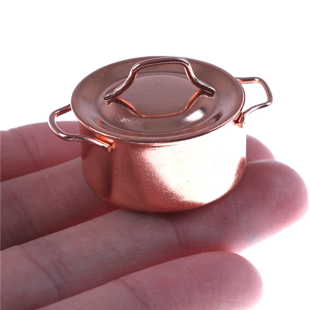 

1/12 Dollhouse Delicate small Kitchen Copper Pot with Lid