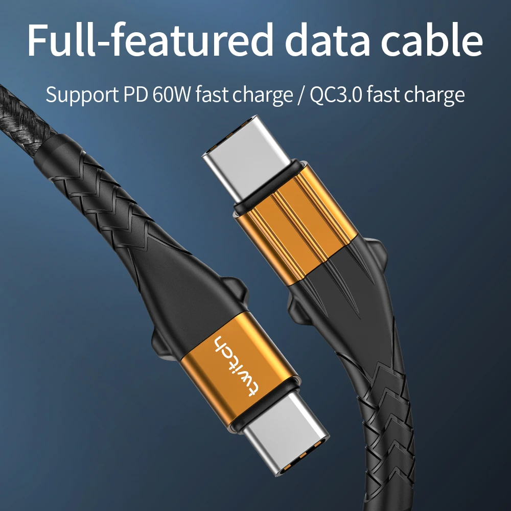 

60W 100W PD Type C Fast Charging Data Cable USB C to USB Type C Cable Quick Charge QC4 cable for Macbook Notebook Huawei Sumsung