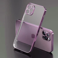 luxury plating square frame transparent matte phone case for iphone 12 11 pro max mini x xr xs 7 8 plus se2 soft silicone cover
