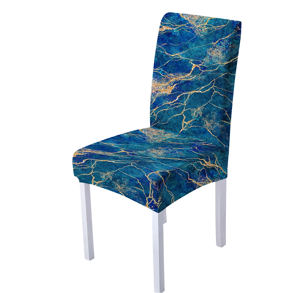 3D Digital Spandex Chair Cover for Dining Room Marble Print Chairs כיסוי לכיסאות Living Office Stoelhoes Eetkamerstoel | Дом и сад