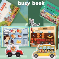 montessori busy book velcro educational baby book 3d cognition learning card english flash cards animal fruit vehicle theme