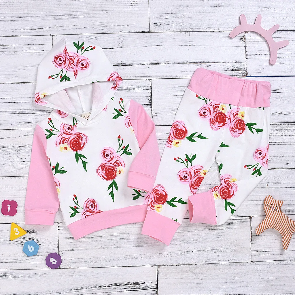 Одежда для малышей Толстовка с капюшоном и длинными рукавами цветочным рисунком