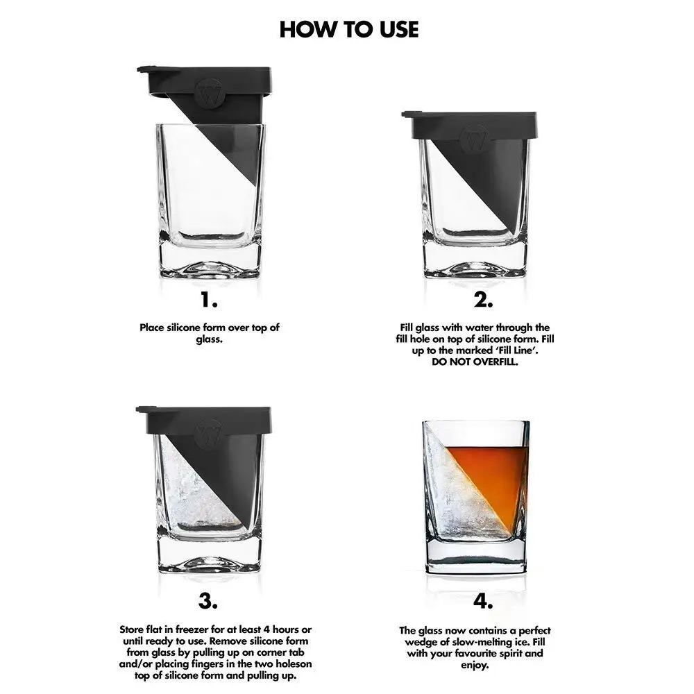

Whiskey Wedge Ice Mould, 9 OZ, Novelty Whiskey Tumbler, Whisky Glass With Silicone Ice Glass Mould