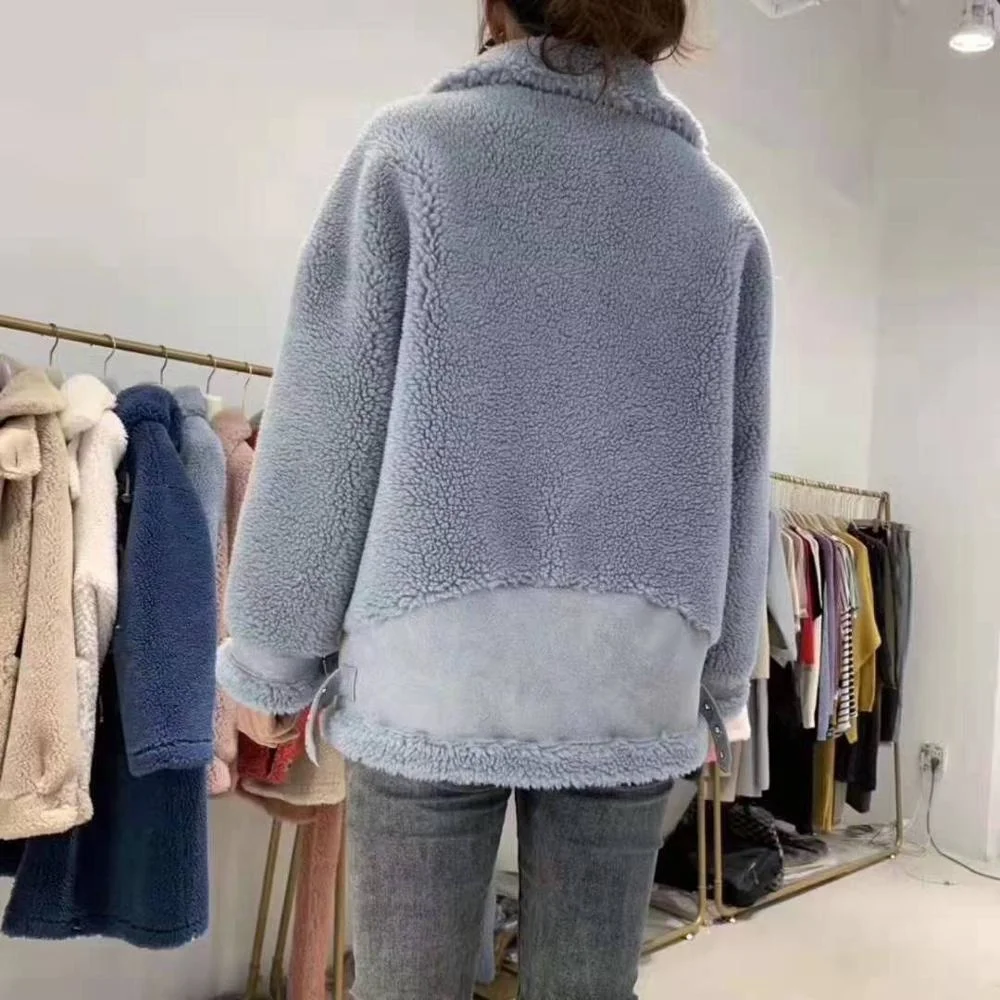 Женское пальто из шерсти и замши зимняя парка овечьей 2021 | Женская одежда