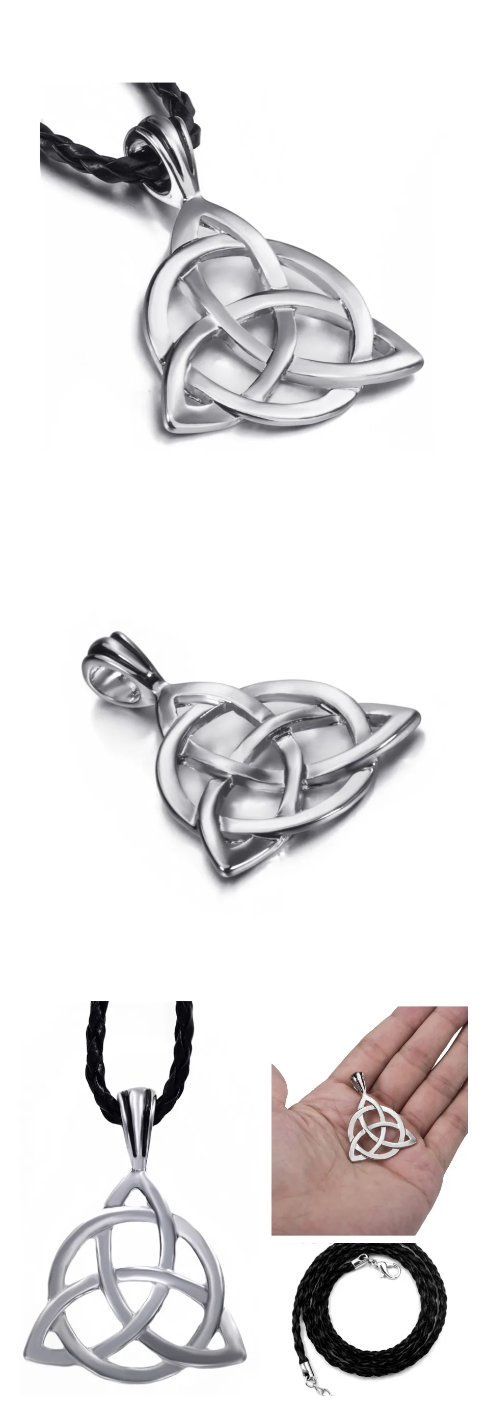 Кельтский узел Triquetra Trinity мужской женский Оловянный кулон с 2" ожерелье LP234