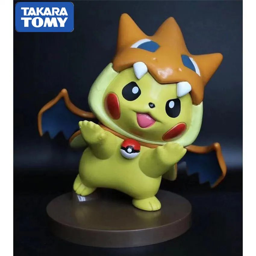 

Tomy Покемон Милый мультфильм Пикачу аниме фигурка Косплей Charizard ПВХ фигурка Пикачу карманный монстр игрушки для детей