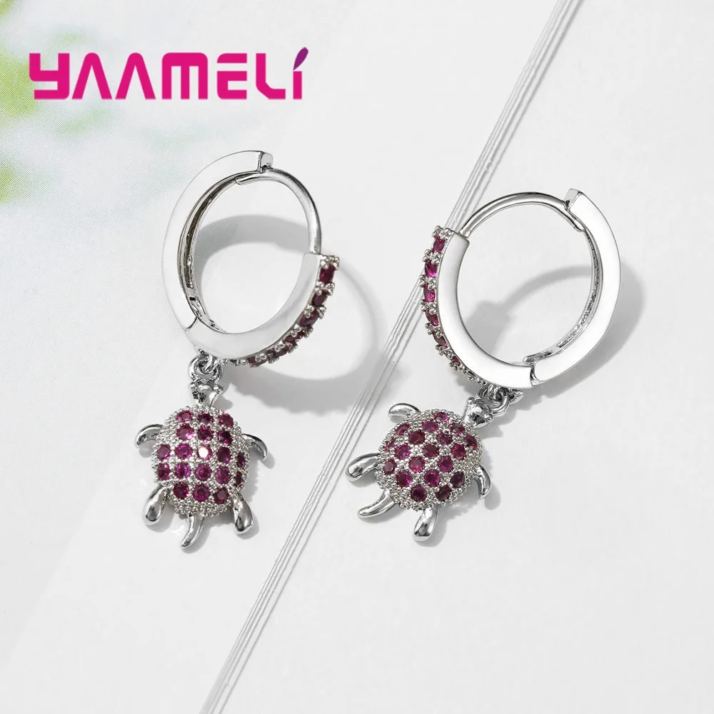 Серьги подвески из черепахи розовое золото серебро полная фианитовая