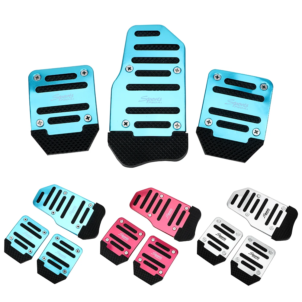 

Car Foot Treadle Cover Pad 3Pcs Auto Vehicle Non-slip Pedal Car Pedal Cover Set Car-styling Manual Transmission Aluminium Alloy