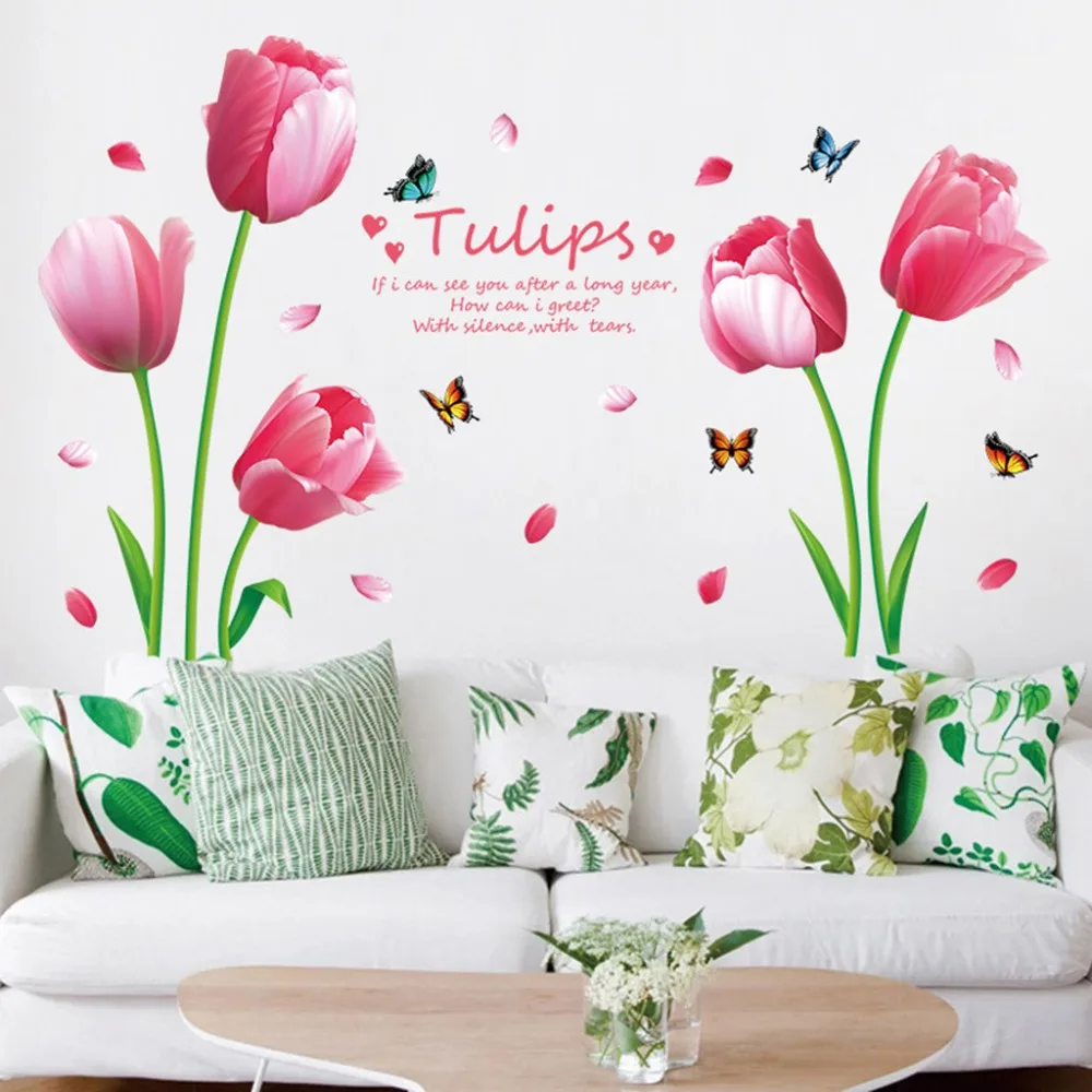 Большая Белая настенная наклейка Calla Lily DIY с жемчугом и бабочкой, Настенная Наклейка s для гостиной, дома, детской комнаты, интерьерная Настенная Наклейка s