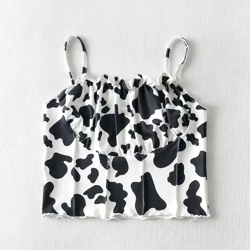 

2021 Women Summer Camisole Sweet Sexy Strap Tank Leak Back Suspenders Cows Crop Top Short Slim Vest Tee