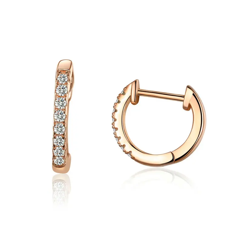 ROSE GOLD Bamoer, 6 цветов, сверкающие круглые серьги для женщин, серебро 925, розовое золото, свадебные массивные ювелирные изделия, Brincos SCE498-C - Окраска металла: ROSE GOLD