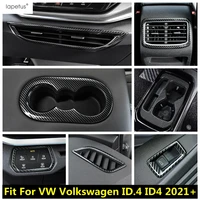 gear water cup air ac vent head light cover trim for vw volkswagen id 4 id4 2021 2022 carbon fiber stainless steel accessories