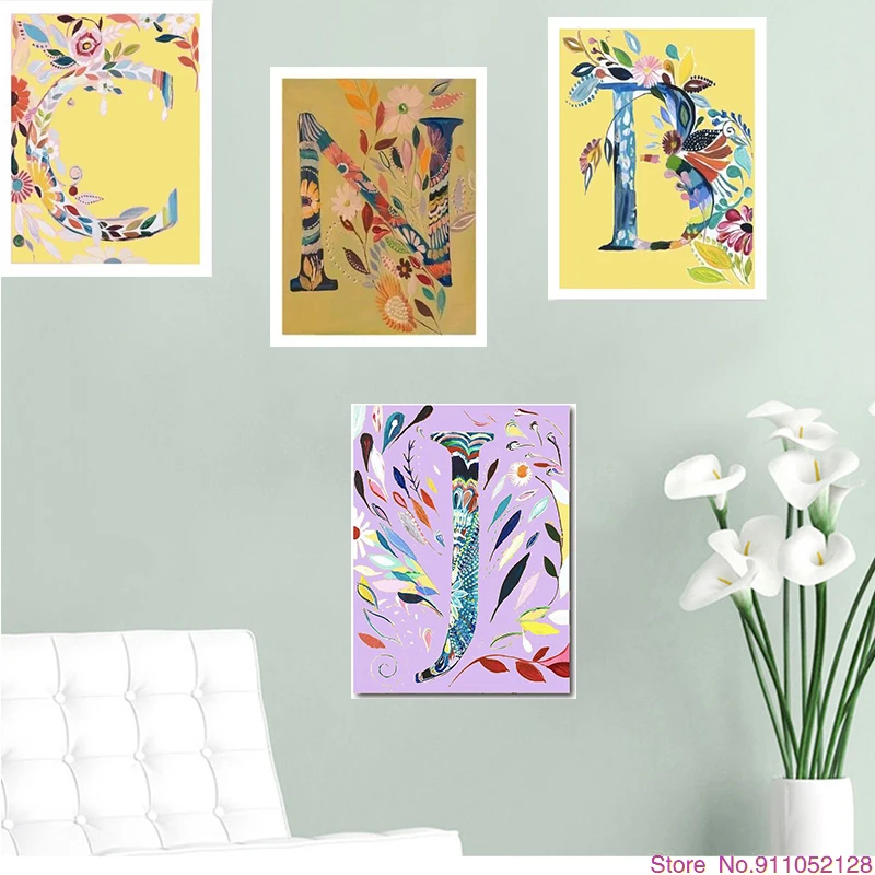 Алмазная живопись буквы с цветами алмазная вышивка плакат украшение для дома