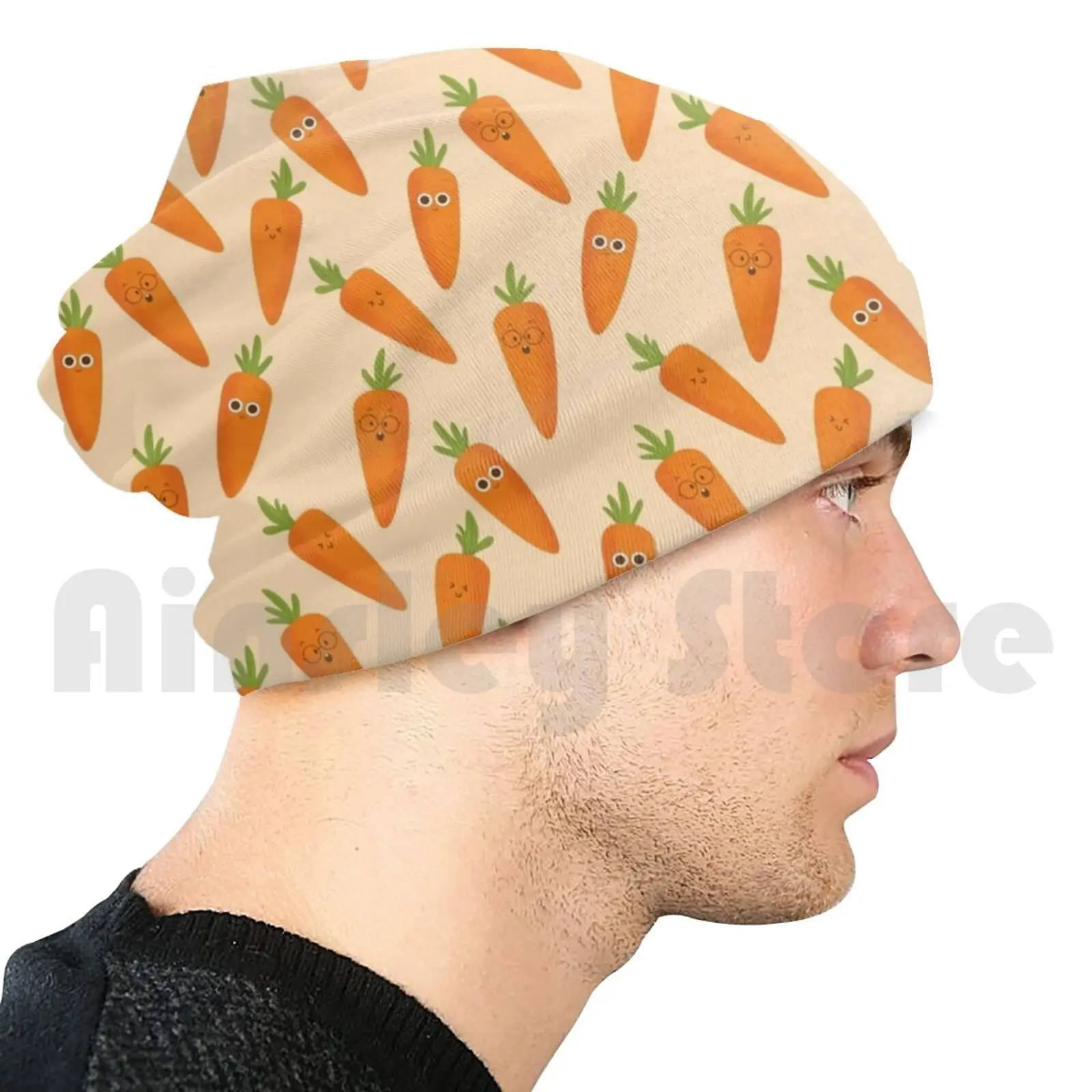 Happy Carrots Beanies Pullover Cap Comfortable Orange Cute Cartoon Kids Kawaii Children Carrot |