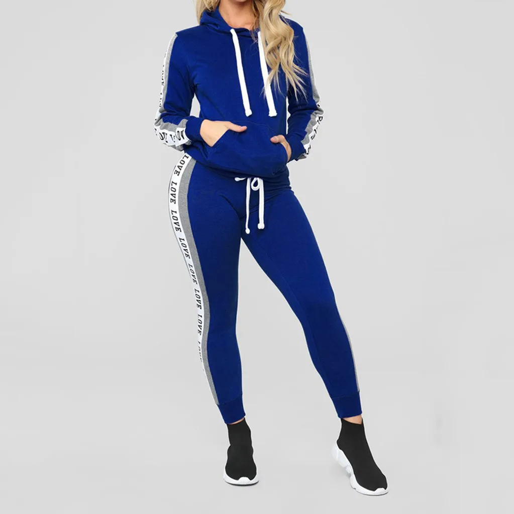 Спортивный костюм женский комплект с толстовкой и брюками Модный повседневный в