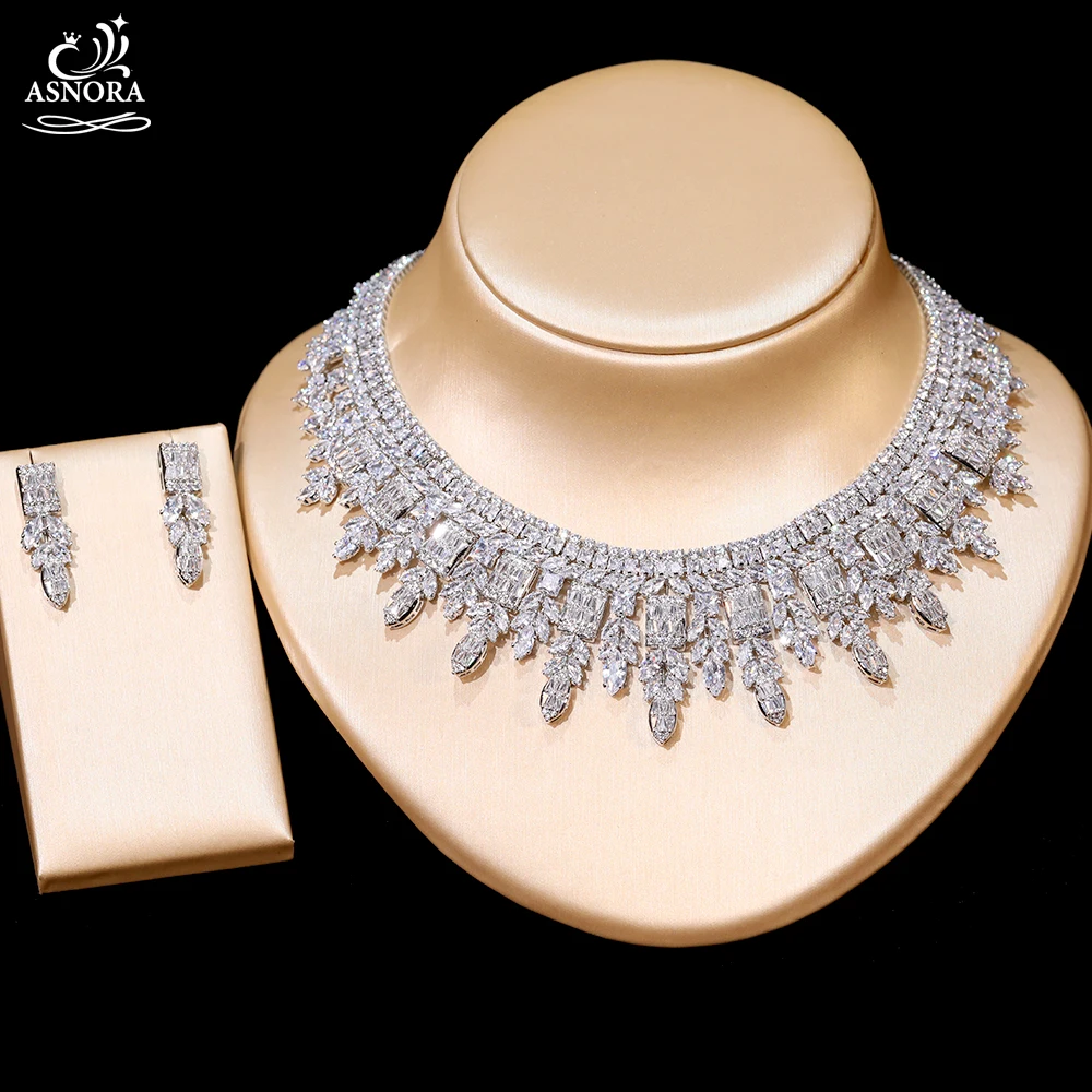 Роскошное женское ожерелье и серьги, набор ювелирных изделий для невесты, помолвки, свадьбы, ювелирные изделия, а�