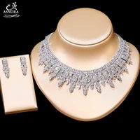 luxury ladies necklace and earrings jewelry set bride engagement wedding jewelry party accessories gold wedding giftx 01167
