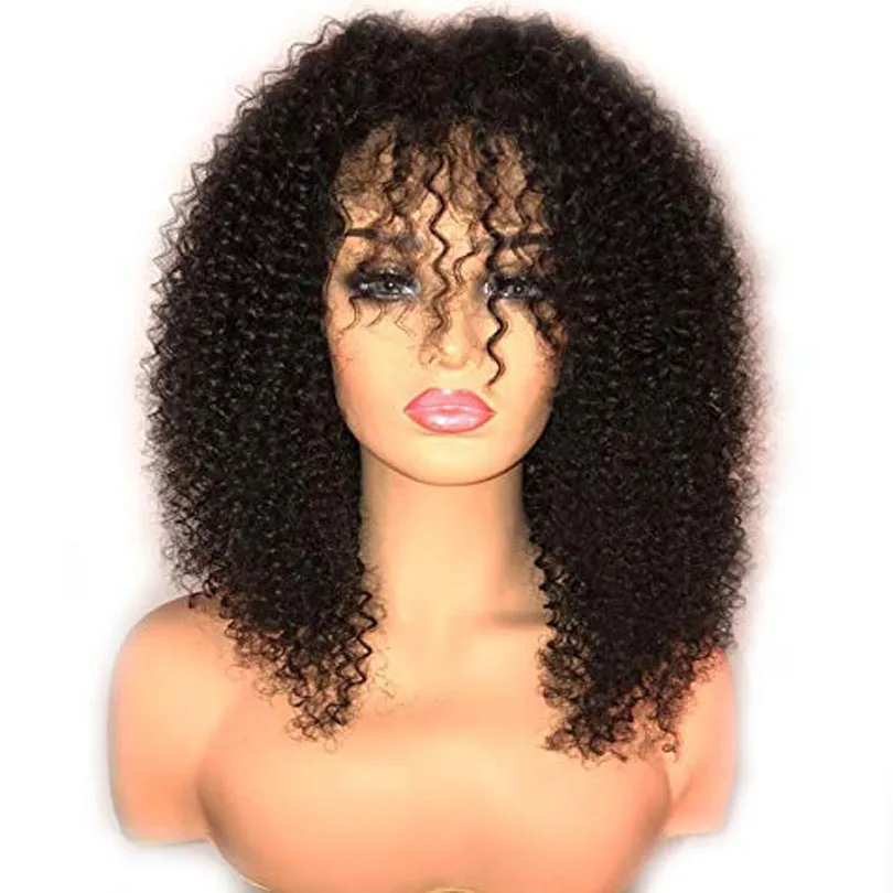 Монгольские Курчавые Кудрявые волосы верхние парики с челкой недорогие