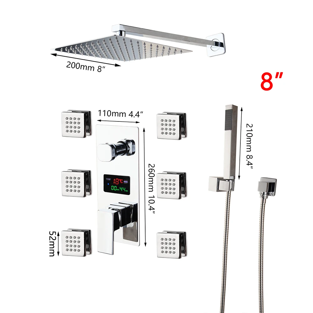 KEMAIDI смеситель для душа с черным температурным цифровым дисплеем набор массажная